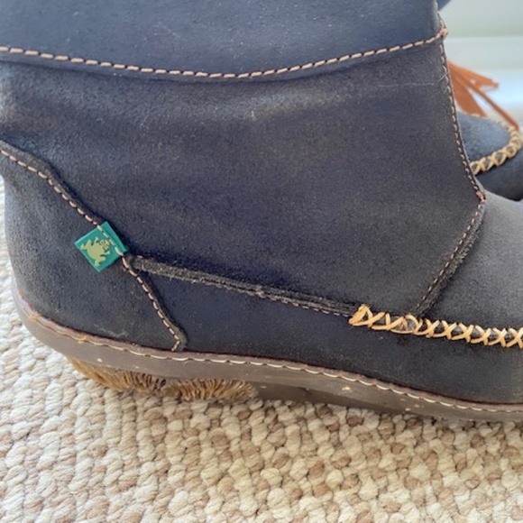 EL NATURALISTA tall leather boots US 6-6.6 (37 EU) dark brown decorative fringe - Picture 11 of 16